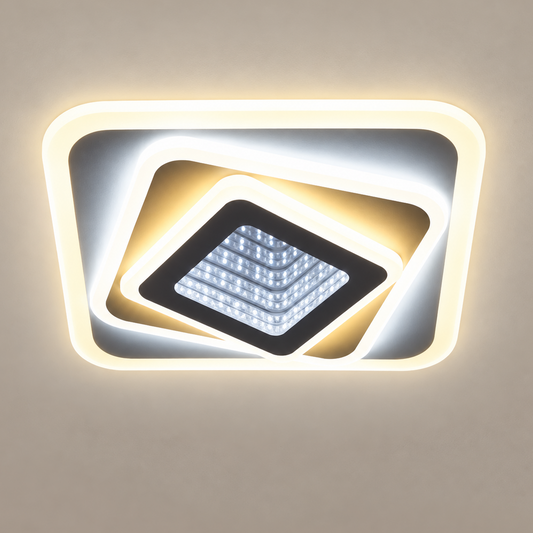 Lustre LED NEXA 3D 46W, Carré, Lumière Froide/Chaude/Neutre, Blanc