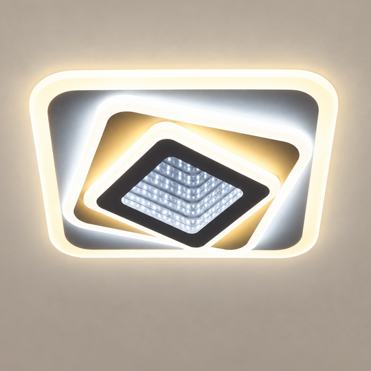 Lustre LED NEXA 3D 46W, Carré, Lumière Froide/Chaude/Neutre, Blanc