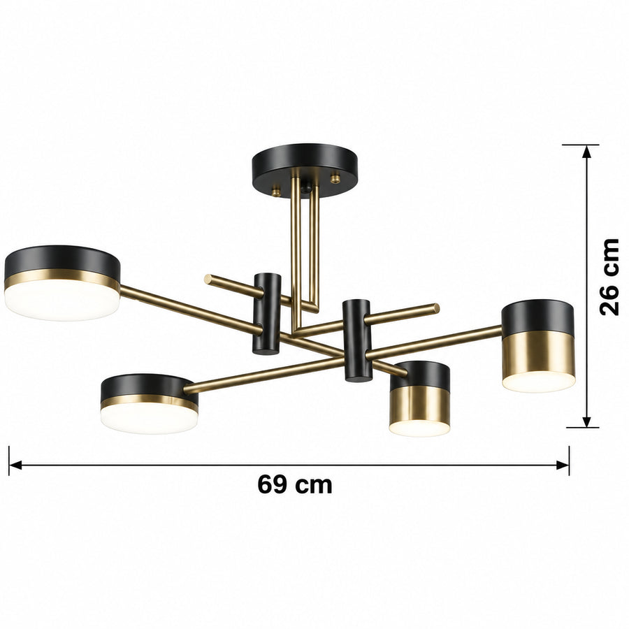 Lustre LED Palius 48W Noir, 4 Bras Default Title Alessandro Design