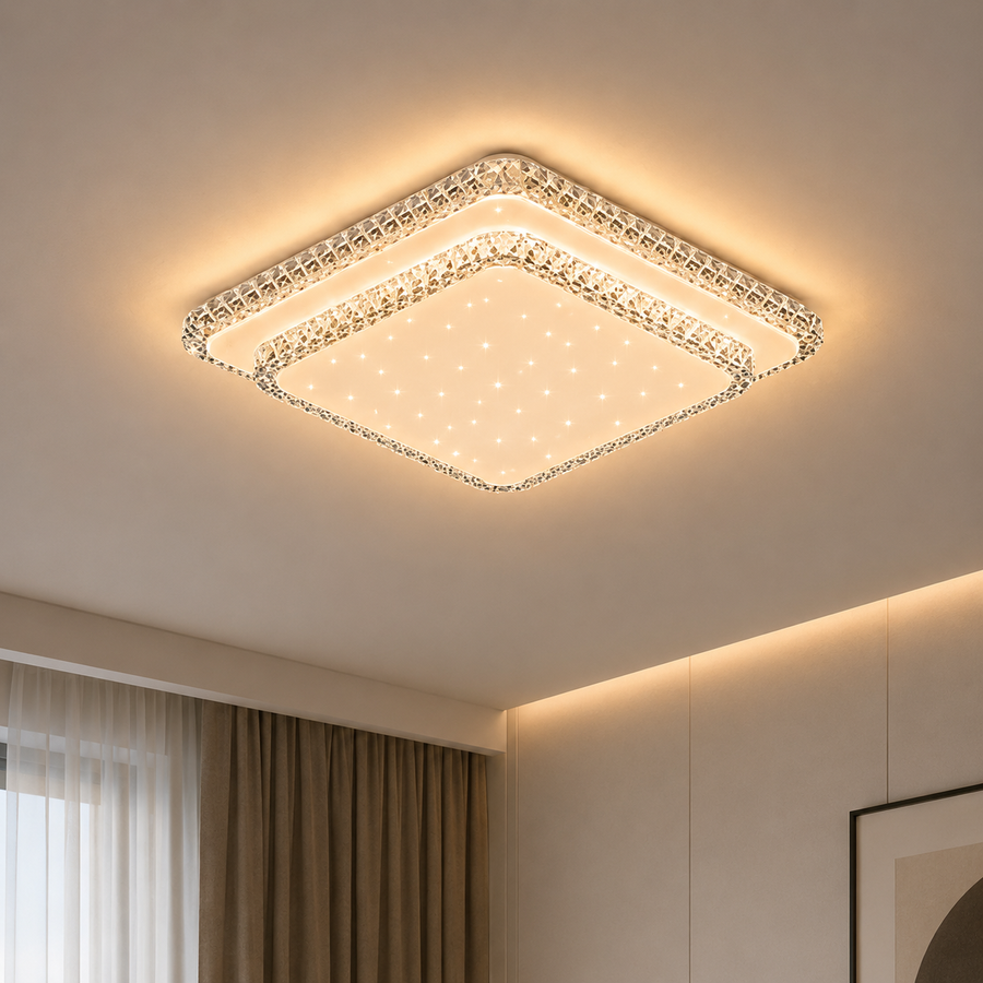 QIKIQTAALUK Lustre LED, 40 W, 38 x 38 cm, lumière chaude/neutre/froide, blanc