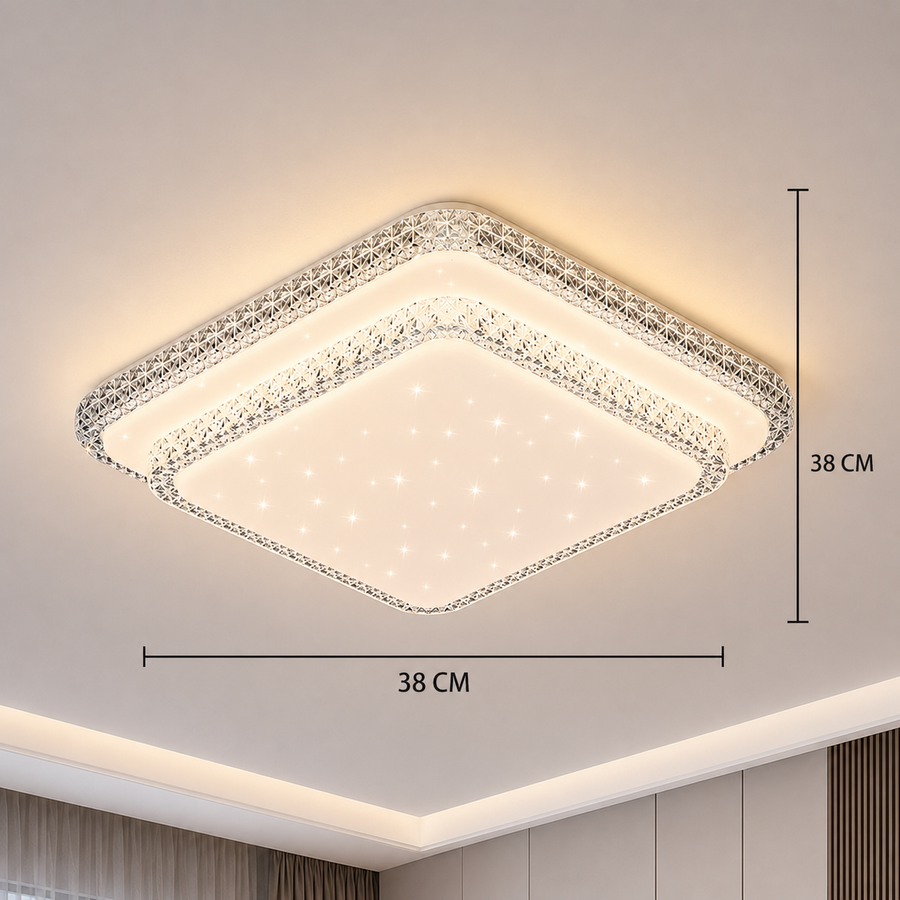 QIKIQTAALUK Lustre LED, 40 W, 38 x 38 cm, lumière chaude/neutre/froide, blanc