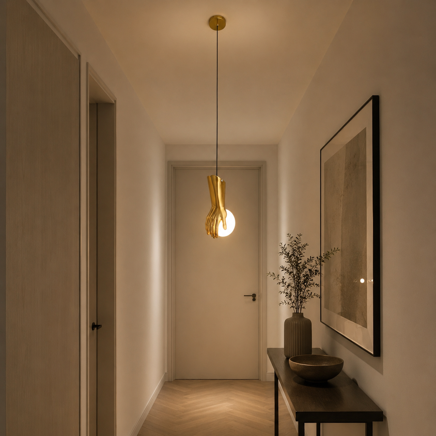 Lustra LED RUKI, 15x20cm, 1xG9, Sticla si Resina, Auriu
