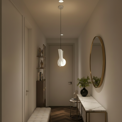 Lustra LED RUKI, 15x20cm, 1xG9, Sticla si Resina, Alb