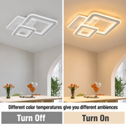 Lustre LED SQUARE 57W, 3 Carrés, Lumière Froid/Chaud/Neutre, Blanc