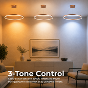 Lustre LED Suspendu, ANINA, 34W, 1 Cercle, Diamètre 50cm, Lumière Froide/Chaude/Neutre 3000K/4000K/6000K, Intensité Variable, Blanc Or Brillant, Hauteur Ajustable, Métal et Acrylique