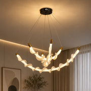 Lustre LED suspendu en acrylique UNDA Crown, 28W, lumière chaude/neutre/froide 3000/4000/6000K, blanc, hauteur réglable, métal et acrylique