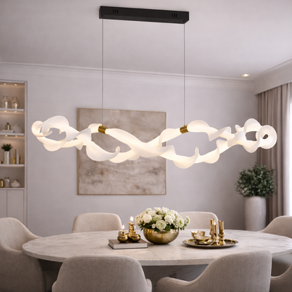 Lustre LED suspendu en acrylique UNDA Infinity, 36 W, lumière chaude/neutre/froide 3000/4000/6000 K, blanc doré, lustres modernes à hauteur réglable Titre par défaut Alessandro Design