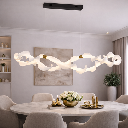 Lustre LED suspendu en acrylique UNDA Infinity, 36 W, lumière chaude/neutre/froide 3000/4000/6000 K, blanc doré, lustres modernes à hauteur réglable Titre par défaut Alessandro Design