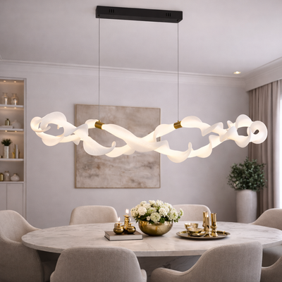 Lustre LED suspendu en acrylique UNDA Infinity, 36W, lumière chaude/neutre/froide 3000/4000/6000K, blanc doré, hauteur réglable