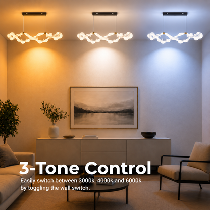Lustre LED suspendu en acrylique UNDA Infinity, 36W, lumière chaude/neutre/froide 3000/4000/6000K, blanc doré, hauteur réglable