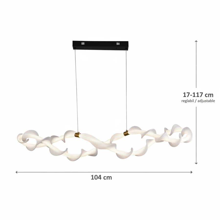 Lustre LED suspendu en acrylique UNDA Infinity, 36 W, lumière chaude/neutre/froide 3000/4000/6000 K, blanc doré, lustres modernes à hauteur réglable Titre par défaut Alessandro Design