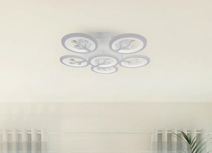 Lustre LED avec télécommande et cristal DAISY 72W, 6 éléments, Lumière Froide/Chaude/Neutre, Dimmable, Blanc