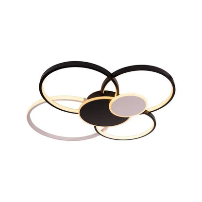 Lustre LED avec télécommande, KILLIAN, 74W, 6 cercles, lumière froide/chaude/neutre 3000K/4000K/6000K, variable, noir et blanc, lustres LED en métal et acrylique avec télécommande Titre par défaut Alessandro Design