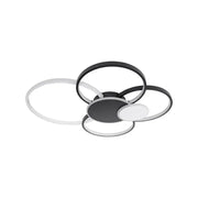Lustre LED avec télécommande, KILLIAN, 74W, 6 cercles, lumière froide/chaude/neutre 3000K/4000K/6000K, variable, noir et blanc, lustres LED en métal et acrylique avec télécommande Titre par défaut Alessandro Design
