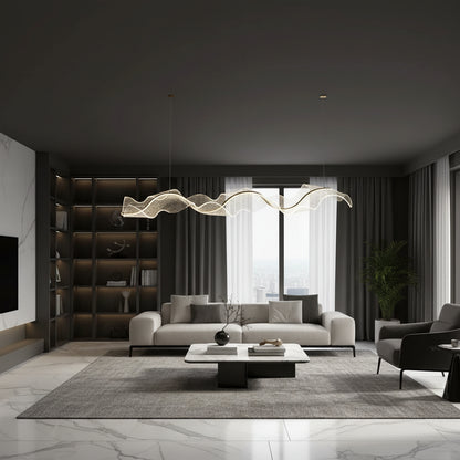 Lustre LED avec télécommande, suspendu AMI 63W, linéaire, lumière froide/chaude/neutre, doré, lustres LED réglables en hauteur avec télécommande Titre par défaut Alessandro Design