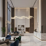Lustre LED avec télécommande, suspendu AMI 63W, linéaire, lumière froide/chaude/neutre, doré, lustres LED réglables en hauteur avec télécommande Titre par défaut Alessandro Design