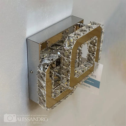 Lustre LED en cristal JEREMIAH 48W, 2 carrés, lumière froide/chaude/neutre, lustres LED chromés brillants Titre par défaut Alessandro Design