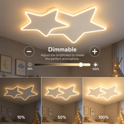 Lustre LED avec télécommande 41W, Étoiles, Lumière Froide/Chaude/Neutre, Dimmable, Blanc