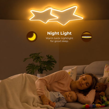Lustre LED avec télécommande 41W, Étoiles, Lumière Froide/Chaude/Neutre, Dimmable, Blanc