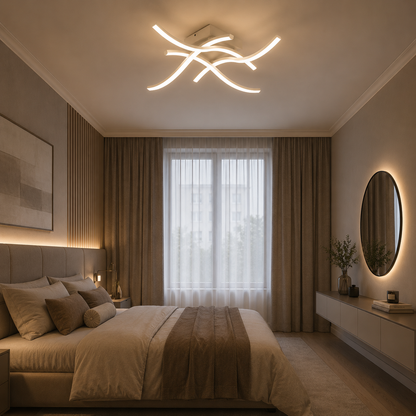 Lustre LED avec télécommande ANADYR 40W, 4 Éléments, Lumière Froide/Chaude/Neutre, Dimmable, Blanc