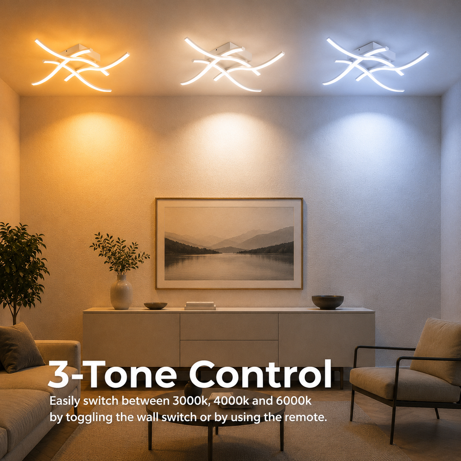 Lustre LED avec télécommande ANADYR 40W, 4 Éléments, Lumière Froide/Chaude/Neutre, Dimmable, Blanc