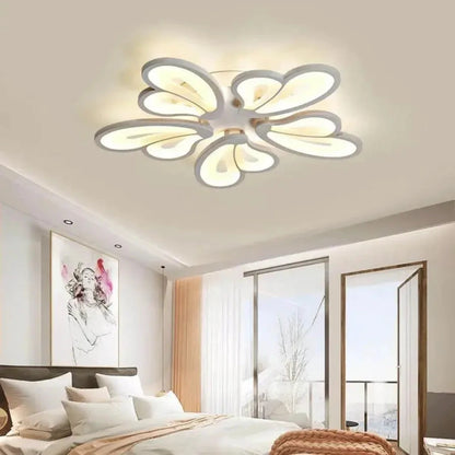 Lustre LED avec télécommande BLOSSOM 95W, 5 pétales, Lumière Froide/Chaude/Neutre 3000K/4000K/6000K, Dimmable, Blanc, Métal et Acrylique Lustres LED avec Télécommande Titre par défaut Alessandro Design