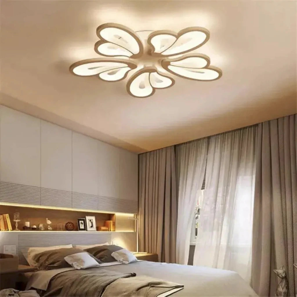 Lustre LED avec télécommande BLOSSOM 95W, 5 pétales, Lumière Froide/Chaude/Neutre 3000K/4000K/6000K, Dimmable, Blanc, Métal et Acrylique Lustres LED avec Télécommande Titre par défaut Alessandro Design