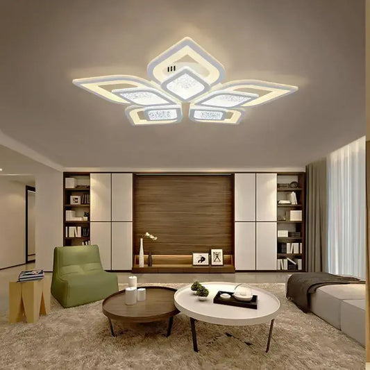 Lustre LED avec télécommande DALIA 170W, 5 pétales, Lumière Froide/Chaude/Neutre, Dimmable, Lustre LED Blanc avec télécommande Default Title Alessandro Design