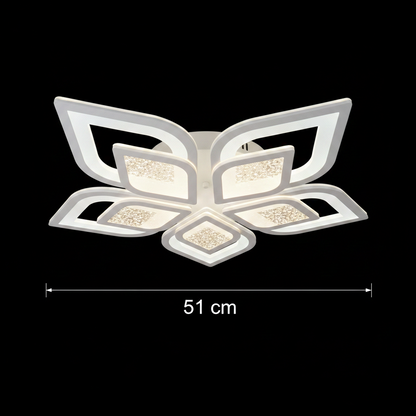 Lustre LED avec télécommande DALIA 96W, 5 pétales, Lumière froide/chaude/neutre, Dimmable, Blanc