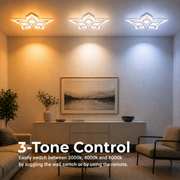 Lustre LED avec télécommande DALIA 96W, 5 pétales, Lumière froide/chaude/neutre, Dimmable, Blanc