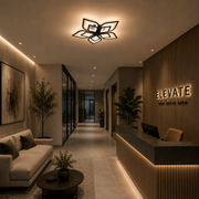Lustre LED avec télécommande DALIA 96W, 5 pétales, Lumière froide/chaude/neutre, Dimmable, Noir