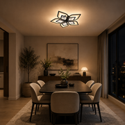 Lustre LED avec télécommande DALIA 96W, 5 pétales, Lumière froide/chaude/neutre, Dimmable, Noir
