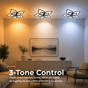 Lustre LED avec télécommande DALIA 96W, 5 pétales, Lumière froide/chaude/neutre, Dimmable, Noir