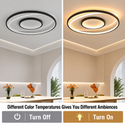 Lustre LED avec télécommande FIGURATO, 63W, 3 Cercles, Lumière Froide/Chaude/Neutre, Dimmable, Noir