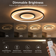 Lustre LED avec télécommande FIGURATO, 63W, 3 Cercles, Lumière Froide/Chaude/Neutre, Dimmable, Noir