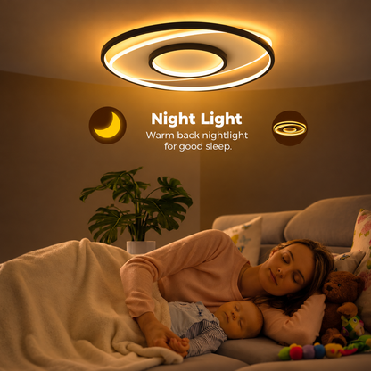 Lustre LED avec télécommande FIGURATO, 63W, 3 Cercles, Lumière Froide/Chaude/Neutre, Dimmable, Noir