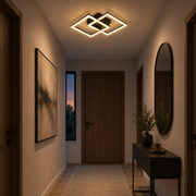Lustre LED avec télécommande GEO 29W, 2 Carrés, Lumière Froide/Chaude/Neutre, Dimmable, Métal et Acrylique, Noir