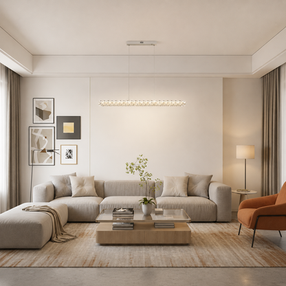 KANGNING Lustre LED télécommandé, 3000K/4000K/6000K, 120W, métal et acrylique, blanc