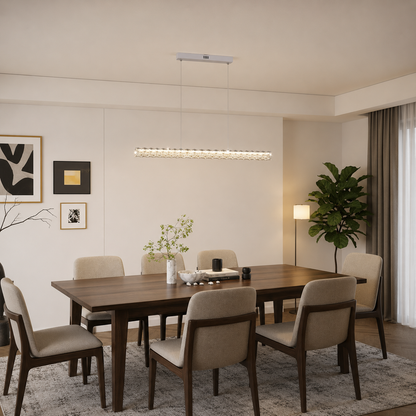 KANGNING Lustre LED télécommandé, 3000K/4000K/6000K, 120W, métal et acrylique, blanc