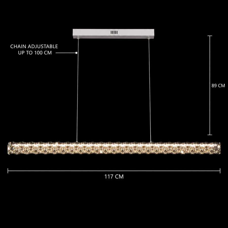 KANGNING Lustre LED télécommandé, 3000K/4000K/6000K, 120W, métal et acrylique, blanc
