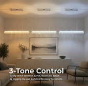 KANGNING Lustre LED télécommandé, 3000K/4000K/6000K, 120W, métal et acrylique, blanc