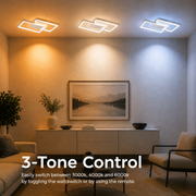 Lustre LED avec télécommande LANDYN 37W, 2 Carrés, Lumière Froide/Chaude/Neutre, Dimmable, Blanc