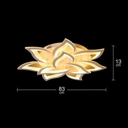 Lustre LED avec télécommande LOTUS 91W, 9 pétales, Lumière Froide/Chaude/Neutre, Dimmable, Blanc