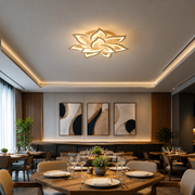 Lustre LED avec télécommande LOTUS 91W, 9 pétales, Lumière Froide/Chaude/Neutre, Dimmable, Blanc