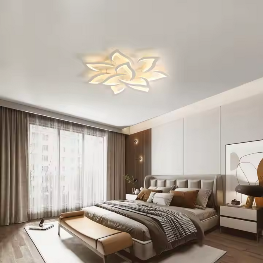 Lustre LED avec télécommande LOTUS 91W, 9 pétales, Lumière Froide/Chaude/Neutre, Dimmable, Lustre LED Blanc avec télécommande Default Title Alessandro Design