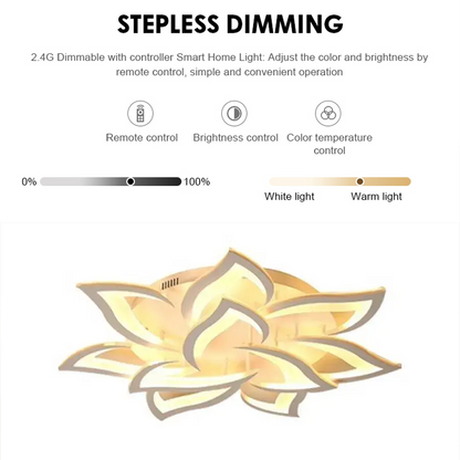 Lustre LED avec télécommande LOTUS 91W, 9 pétales, Lumière Froide/Chaude/Neutre, Dimmable, Lustre LED Blanc avec télécommande Default Title Alessandro Design