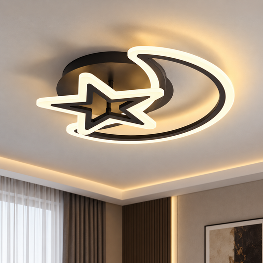 Lustre LED avec télécommande MOON AND STAR 59W, 2 Éléments, Lumière Froide/Chaude/Neutre, Dimmable, Noir