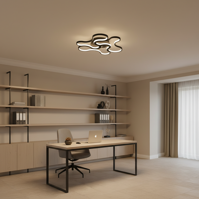 Lustre LED avec télécommande ORMS Eleganza, 3000K/4000K/6000K, 126W, Métal et Plastique, Noir