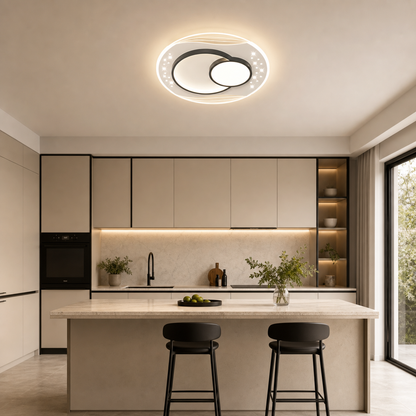 Lustre LED avec télécommande SERPENTA 51W, Rond, Lumière Froide/Chaude/Neutre, Dimmable, Noir