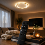 Lustre LED avec télécommande SOLARA 51W, 2 Cercles, Lumière Froide/Chaude/Neutre, Dimmable, Or Blanc